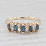 0.62ctw Blue Sapphire Diamond Ring 14k Yellow Gold Size 8.25 Stackable