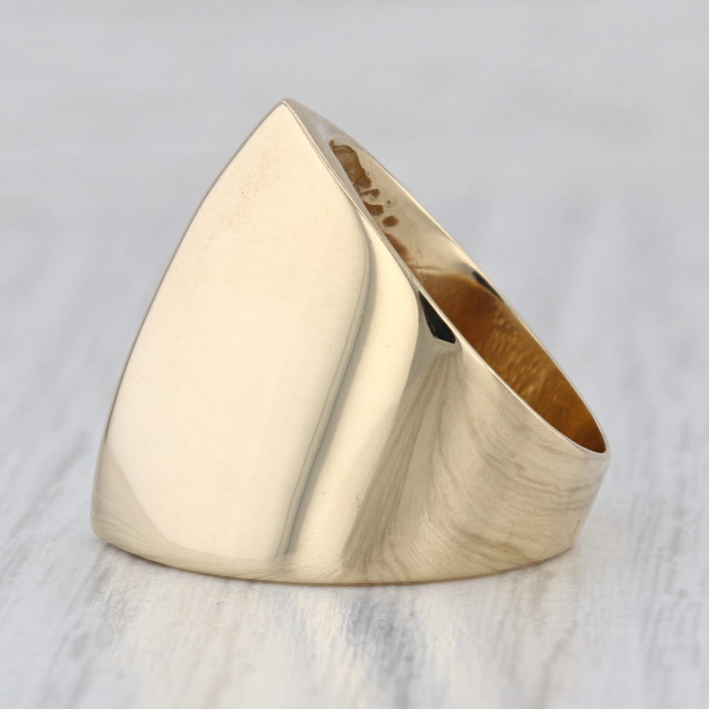 Unique Beveled Domed Statement Ring 18k Yellow Gold Size 6.5