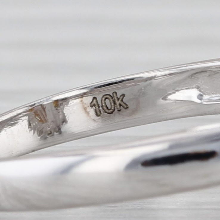 6mm Cultured Pearl Diamond Halo Ring 10k White Gold Size 5.5