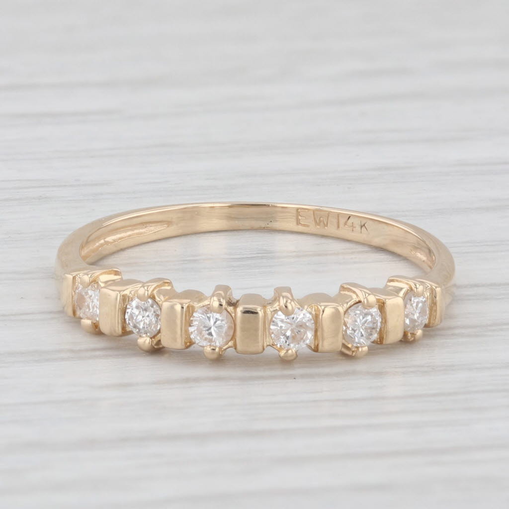 Light Gray 0.18ctw Diamond Wedding Band 14k Yellow Gold Size 7.5 Anniversary Stackable Ring