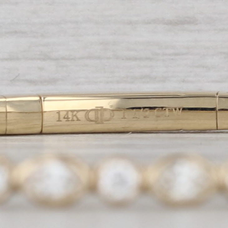 New1.50ctw Diamond Flexible Bangle Bracelet 6.75" 14k Yellow Gold
