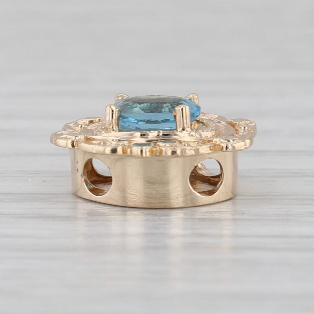 Richard Glatter 0.52ct Blue Topaz Solitaire Slide Bracelet Charm 14k Gold