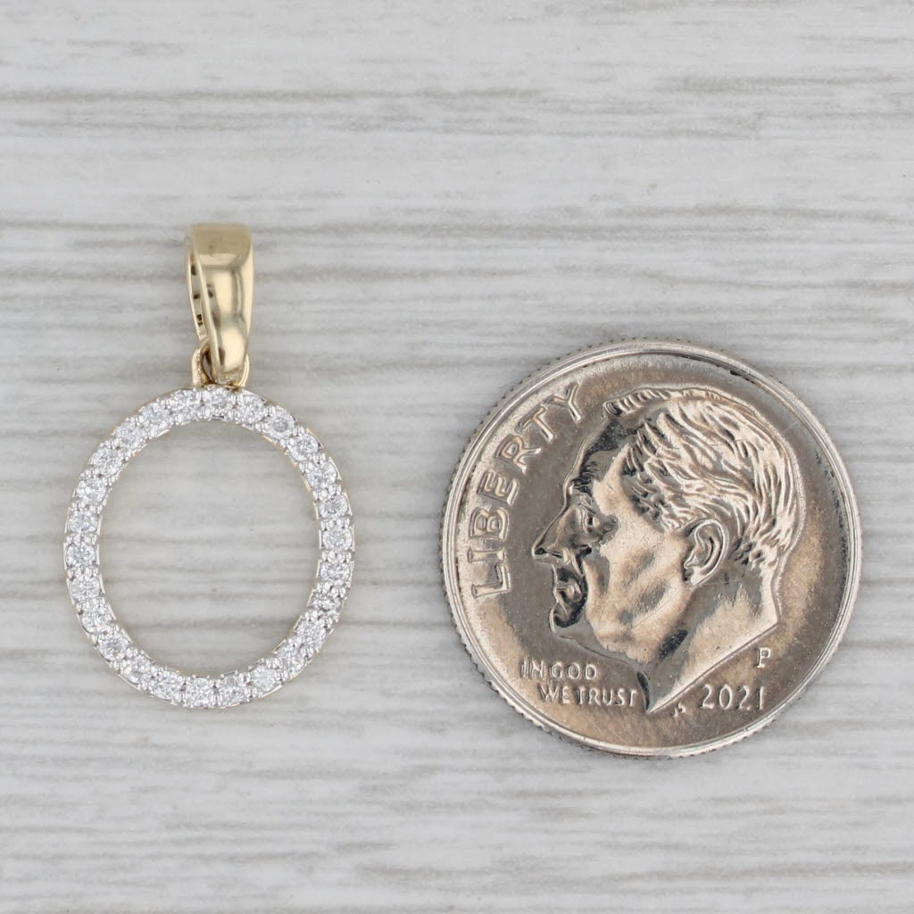 Gray New 0.17ctw Diamond Letter Initial "O" Pendant 10k Yellow Gold