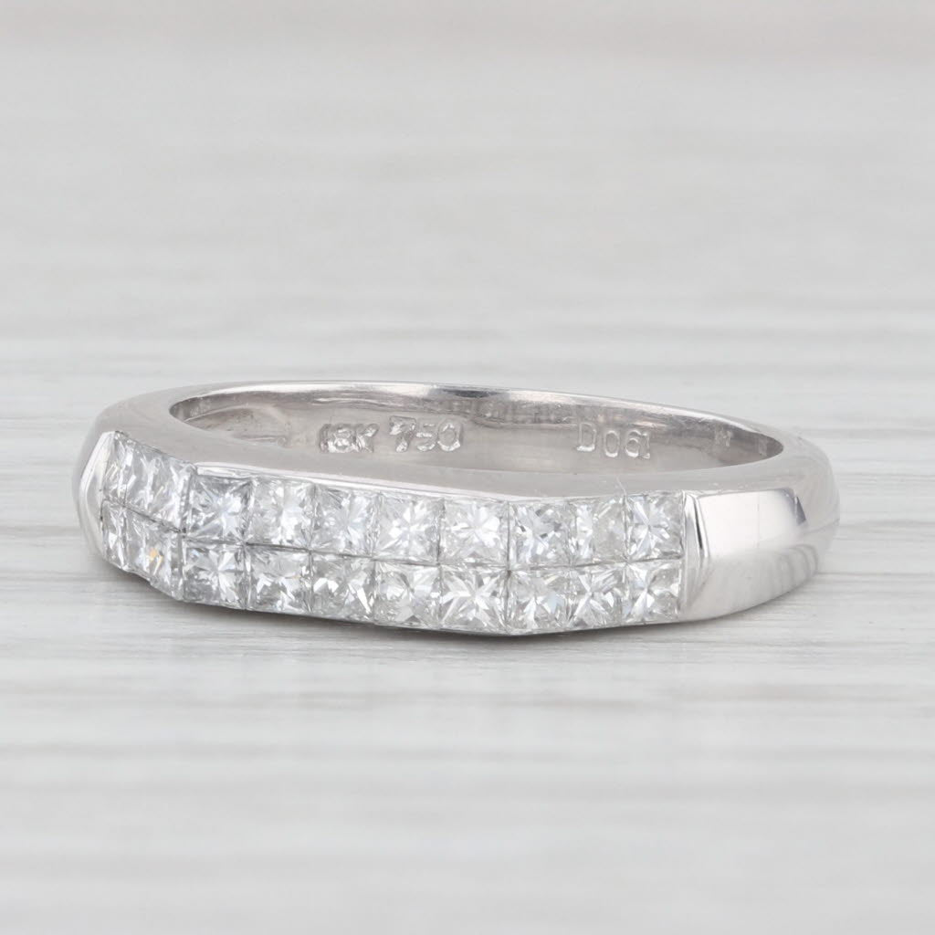 Light Gray 0.61ctw Princess Diamond Ring 18k White Gold Size 4.5 Stackable Wedding Band