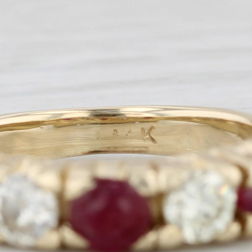 Light Gray 0.85ctw Ruby Diamond Ring 14k Yellow Gold Size 2.75 Stackable