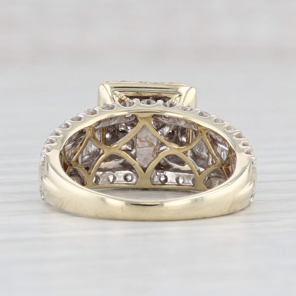 Light Gray 2.12ctw Diamond Princess Halo Engagement Ring 10k Yellow Gold Size 7.25