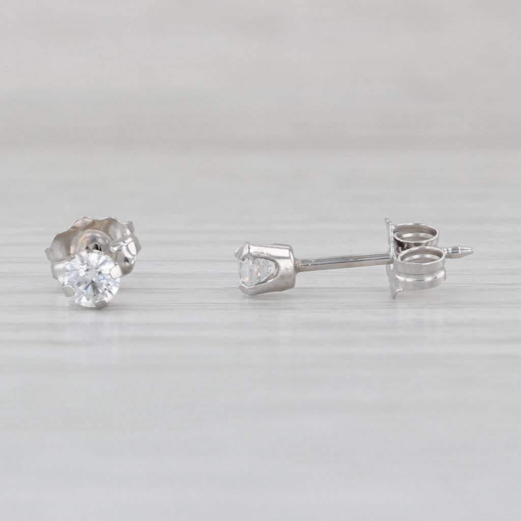 0.20ctw Cubic Zirconia Stud Earrings 14k White Gold Round Solitaire Studs