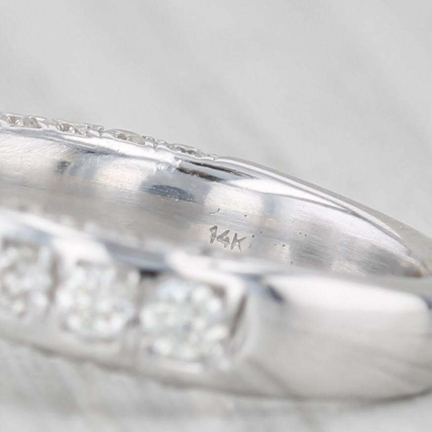Light Gray 1.50ctw Oval Diamond Halo Engagement Ring 14k White Gold Size 4.5