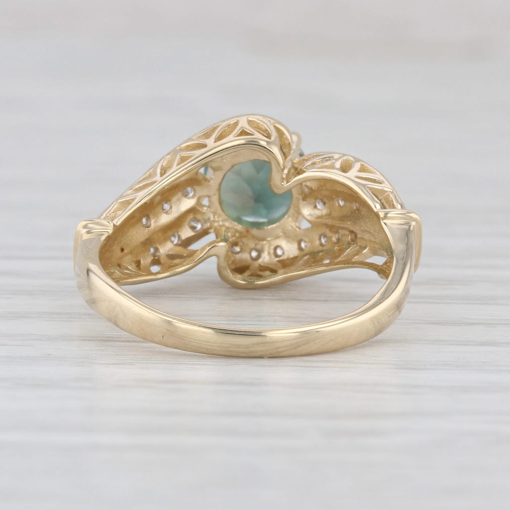 1.49ctw Andesine Labradorite Diamond Bypass Ring 14k Yellow Gold Size 8
