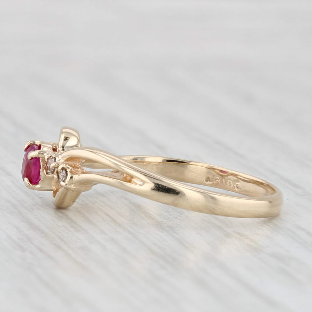 Light Gray 0.13ct Oval Ruby Diamond Ring 10k Yellow Gold Size 6.75