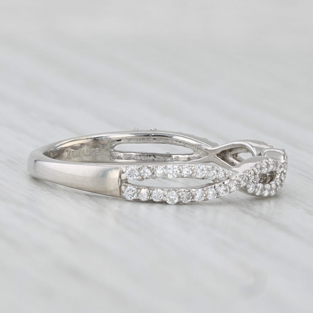 Light Gray 0.33ctw Woven Diamond Band 14k White Gold Stackable Wedding Ring Size 8.25