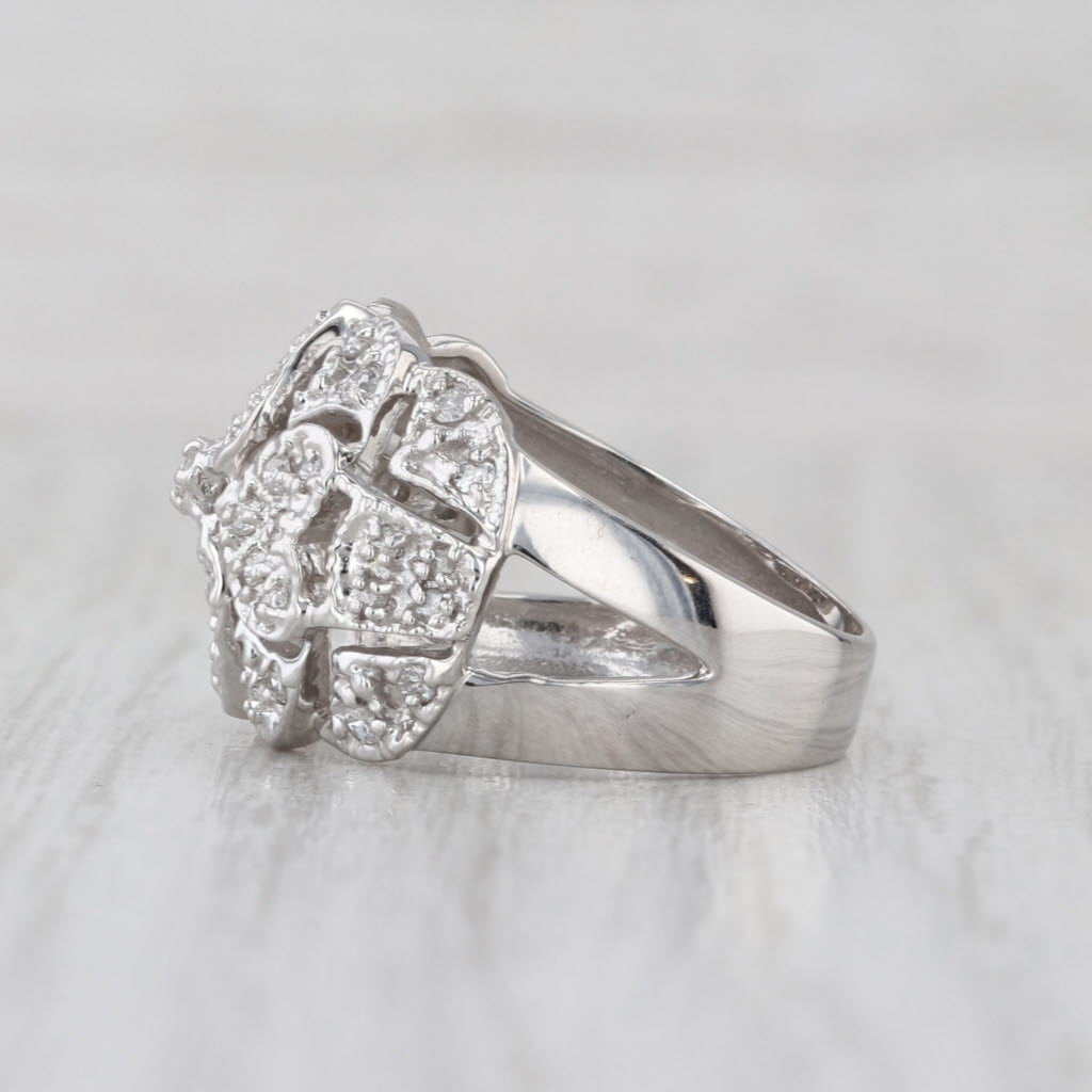 0.65ctw Diamond Cluster Hearts Ring 14k White Gold Size 6 Cocktail