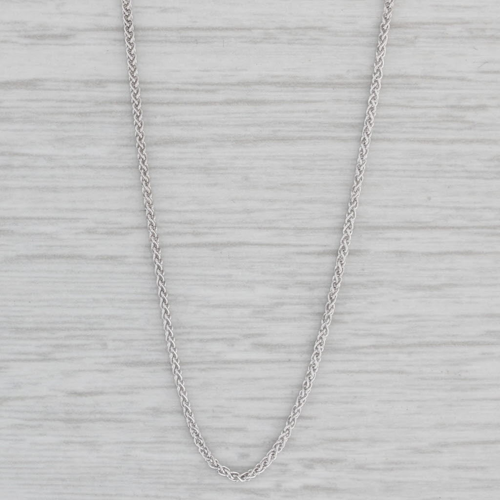Gray 16" Wheat Chain Necklace 18k White Gold 1mm