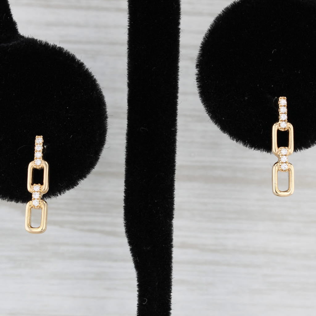 Gray New Diamond Accented 3-Ring Drop Earrings 14k Yellow Gold Studs