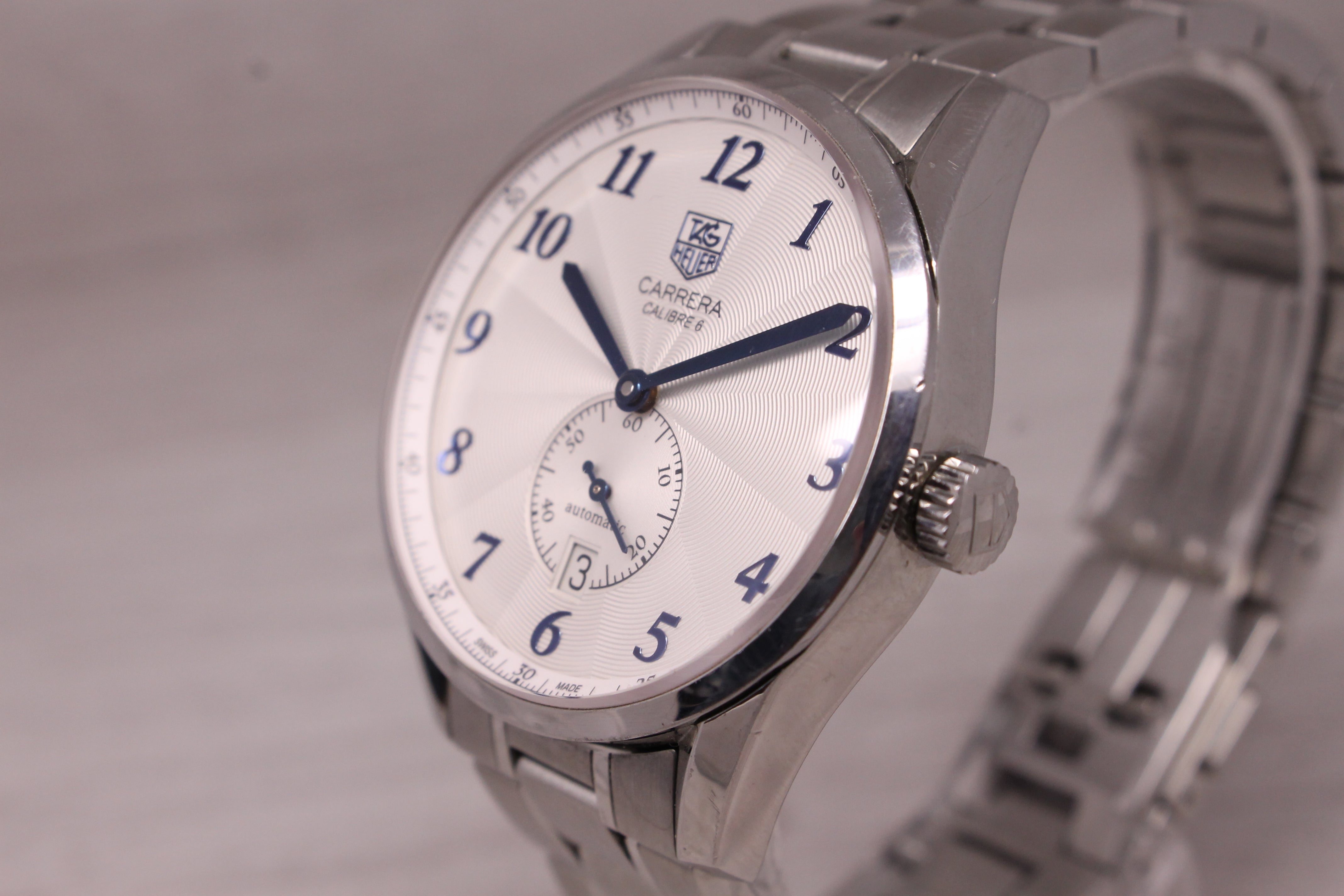 Tag Heuer Carrera Calibre 6 39mm Steel Automatic Mens Watch w/ Bracelet WAS2111