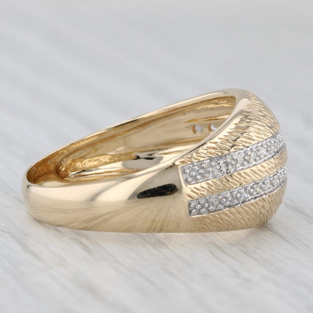 Diamond Etched Dome Ring 14k Yellow Gold Size 10