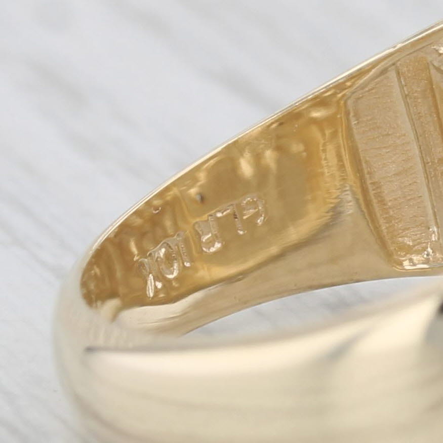 Light Gray Diamond Accented Soaring Eagle Signet Ring 10k Gold Size 11 Men's