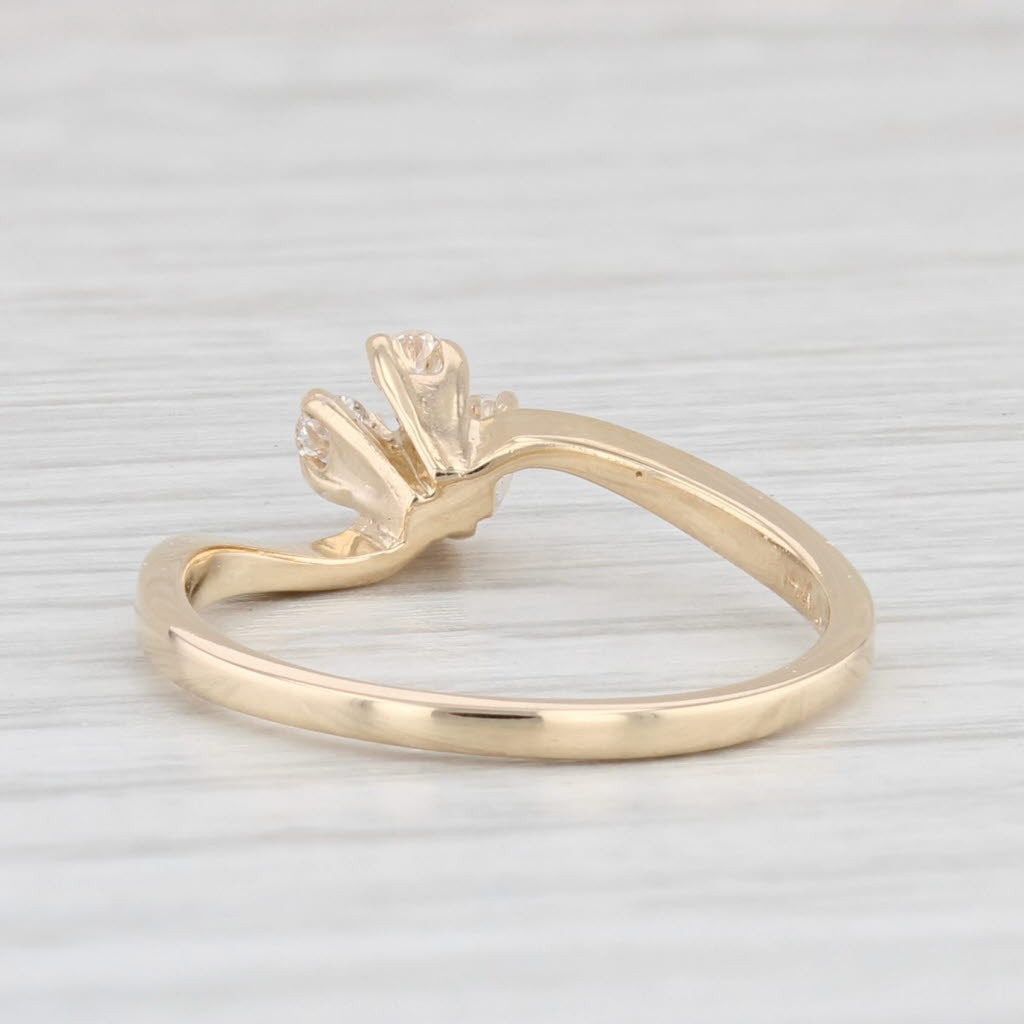 Light Gray 0.14ctw Diamond Cluster Ring 14k Yellow Gold Size 6.25 Bypass Engagement