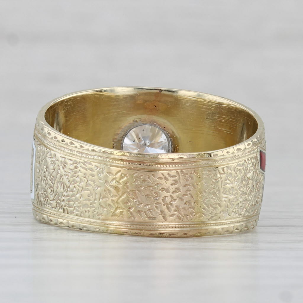 Light Gray Antique Diamond Masonic Ring Knights Templar Royal Arch York Rite 14k Gold