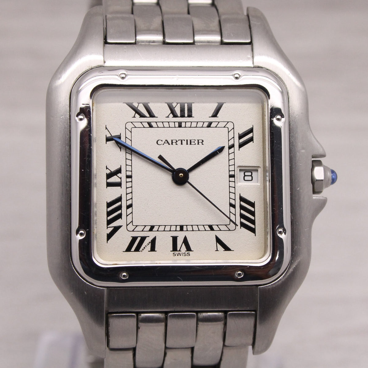 Panthere Classic vintage Rectangle Stainless Steel Watch This Cartier Panthère MM, fitted with a leather strap and  main image 2