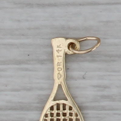 Small Tennis Racket Pendant 14k Yellow Gold Charm