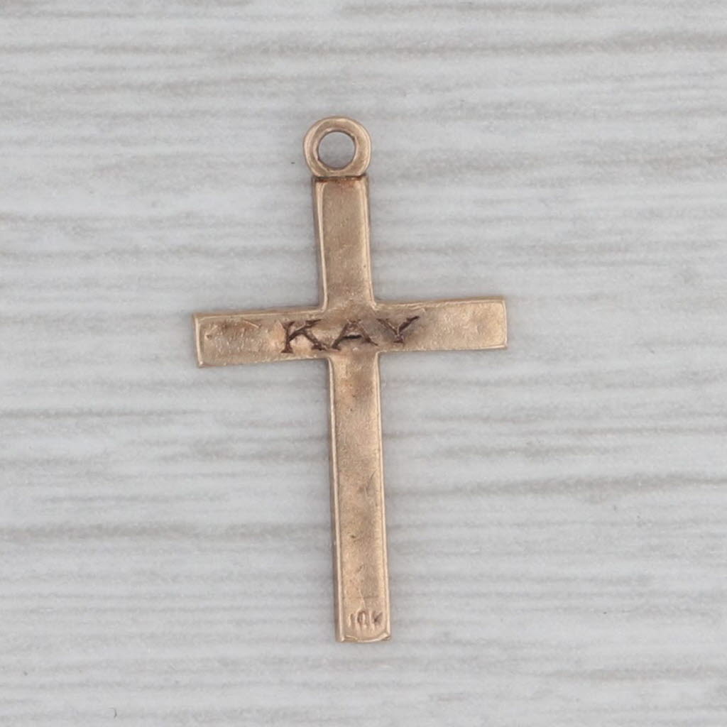 Gray Vintage Small Diamond Accented Cross Pendant Charm