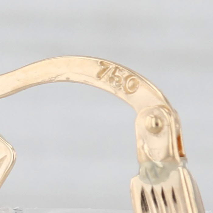 Diamond Shaped Crosshatch Hoop Earrings 18k Yellow Gold Snap Top Hoops