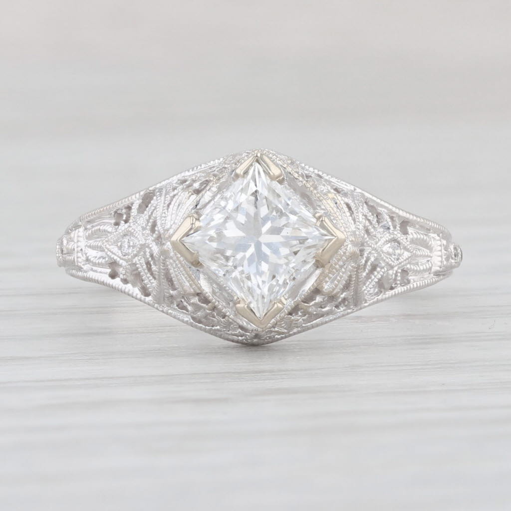 Light Gray New Beverley K 1.02ctw Diamond Filigree Engagement Ring 14k White Gold Size 6.75