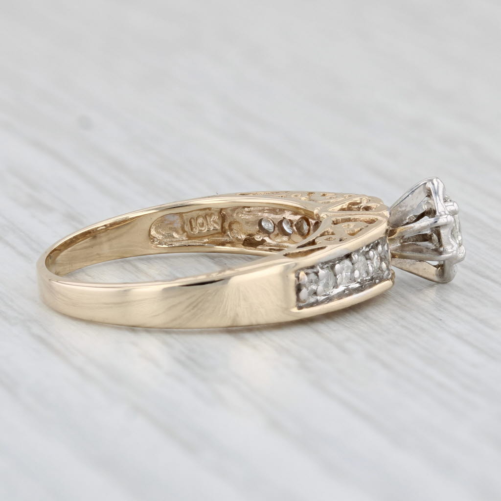 Light Gray 0.25ctw Marquise Diamond Engagement Ring 10k Yellow Gold Size 7.25 Heart Bridge