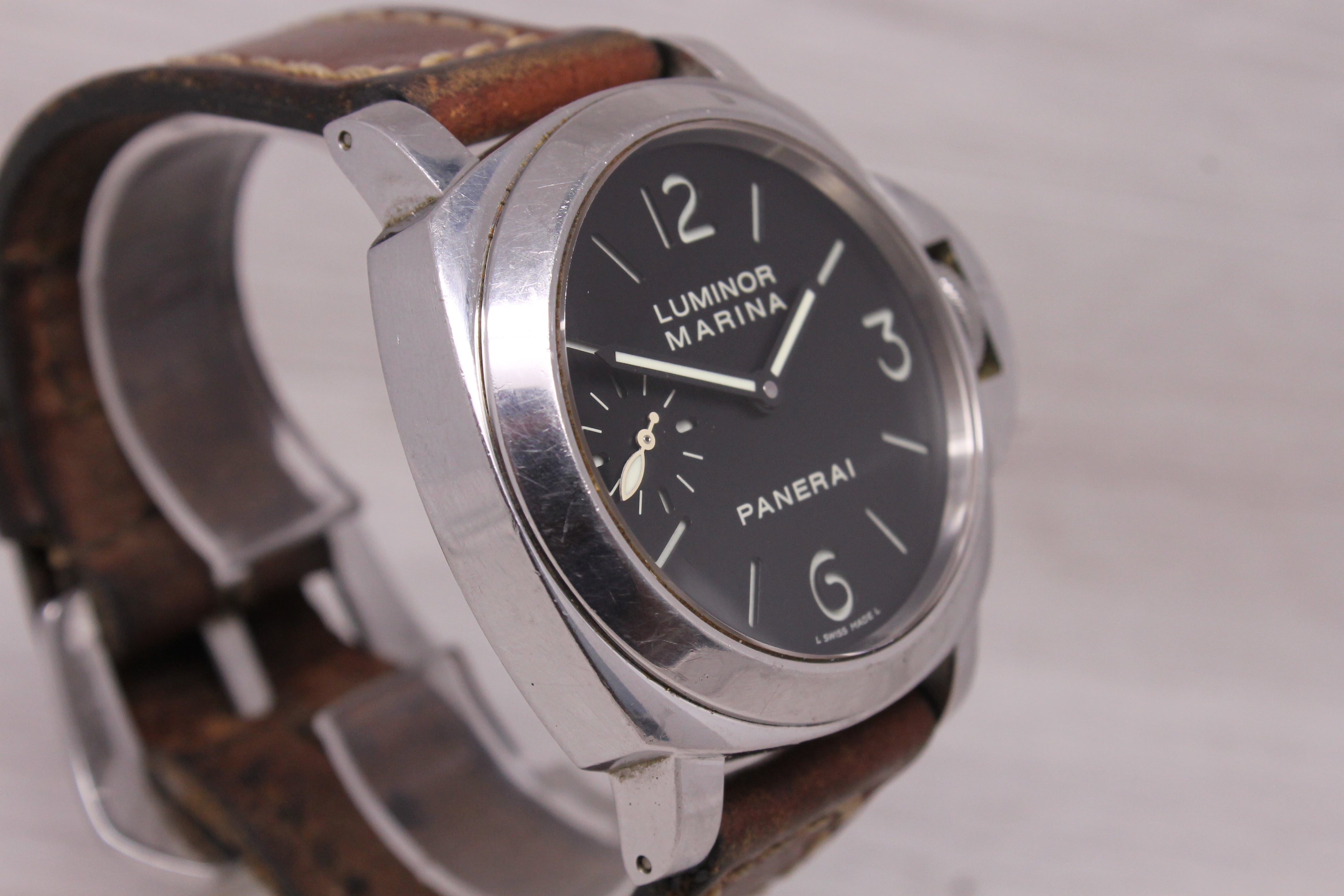 Panerai Luminor Marina PAM111 Mens 44mm Steel Manual Watch Sandwich Dial 00111