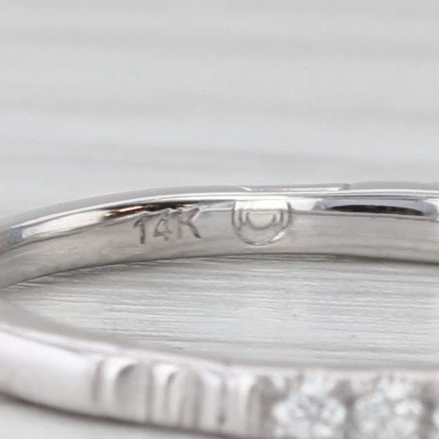 0.20ctw Diamond Contoured Ring 14k White Gold Wedding Band Size 5.5 Stackable