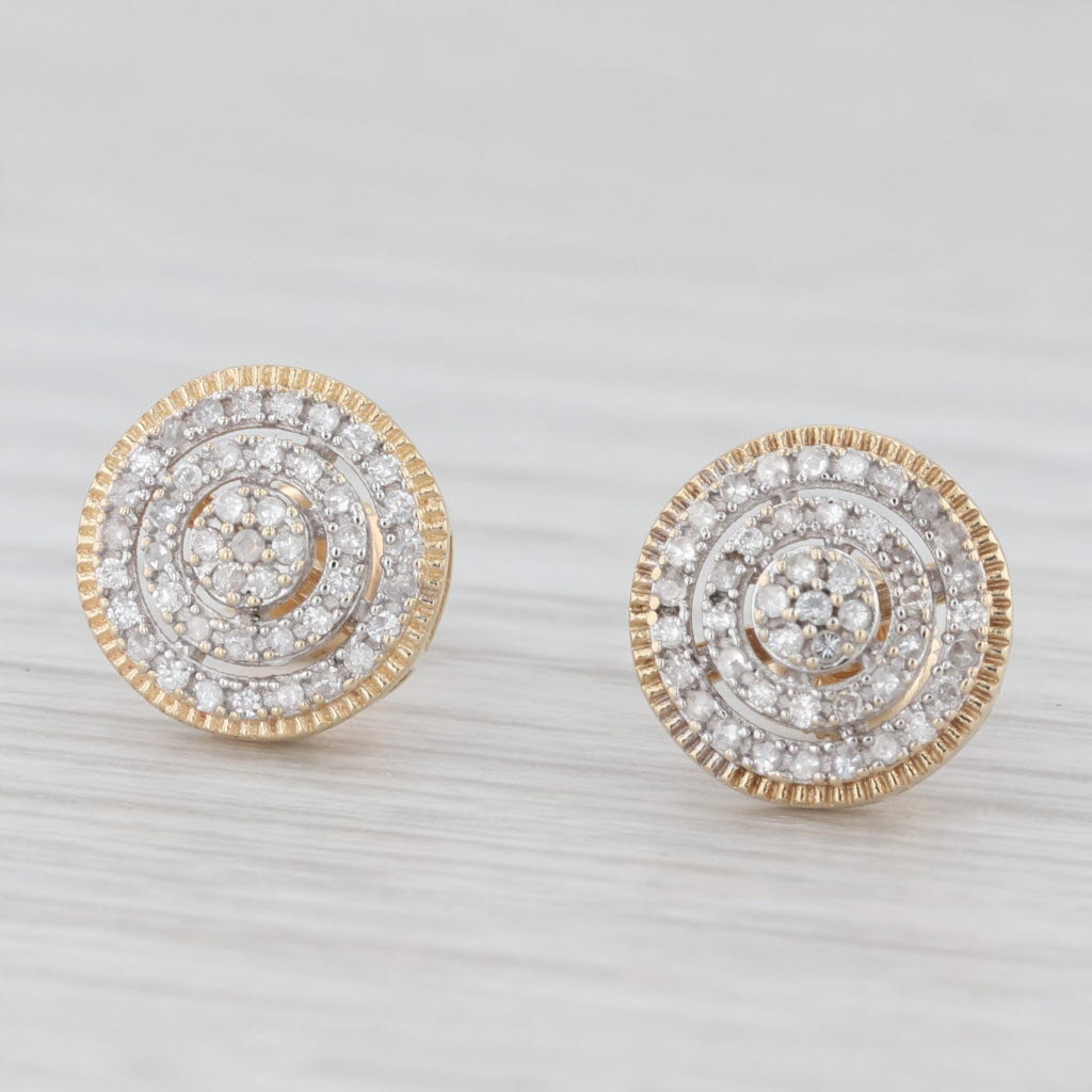 Light Gray 0.33ctw Round Diamond Halo Stud Earrings 10k Yellow Gold