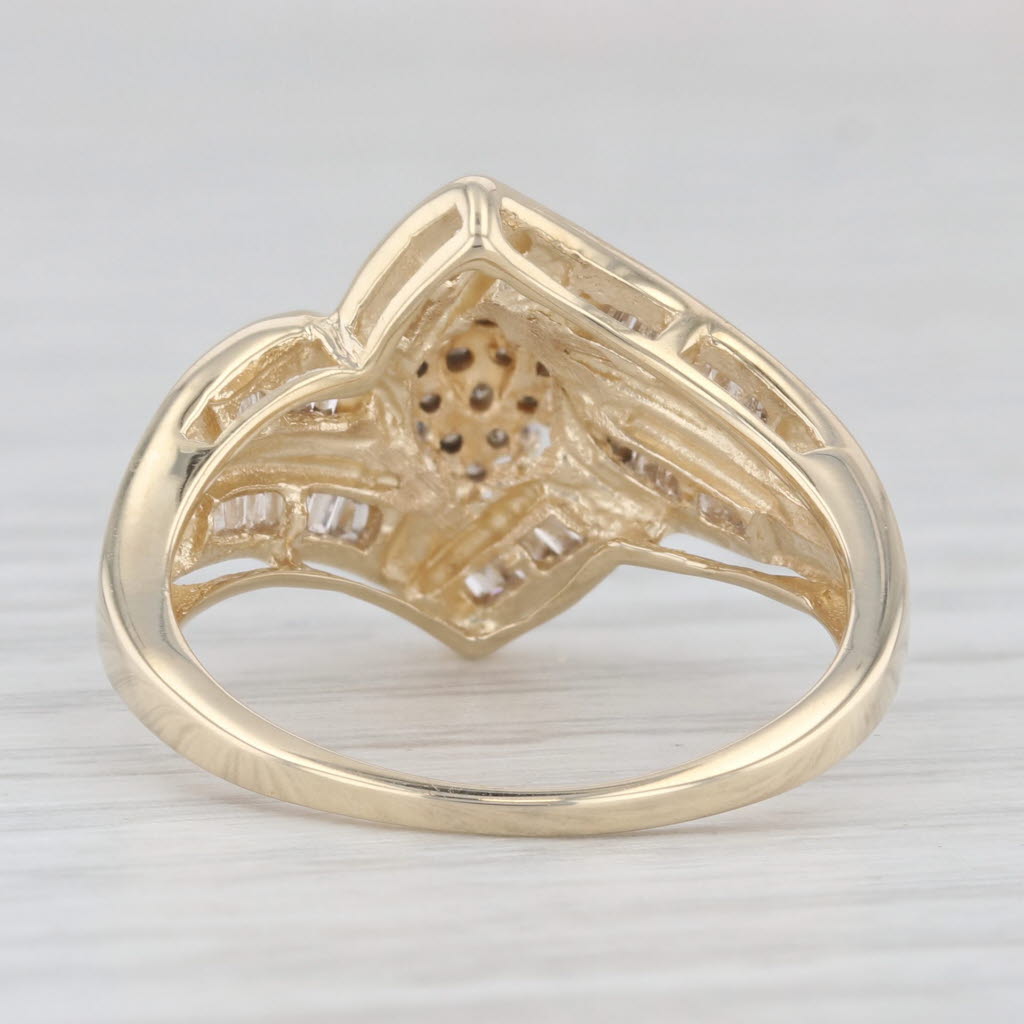 Light Gray 0.50ctw Diamond Cluster Bypass Ring 10k Yellow Gold Size 8 Engagement