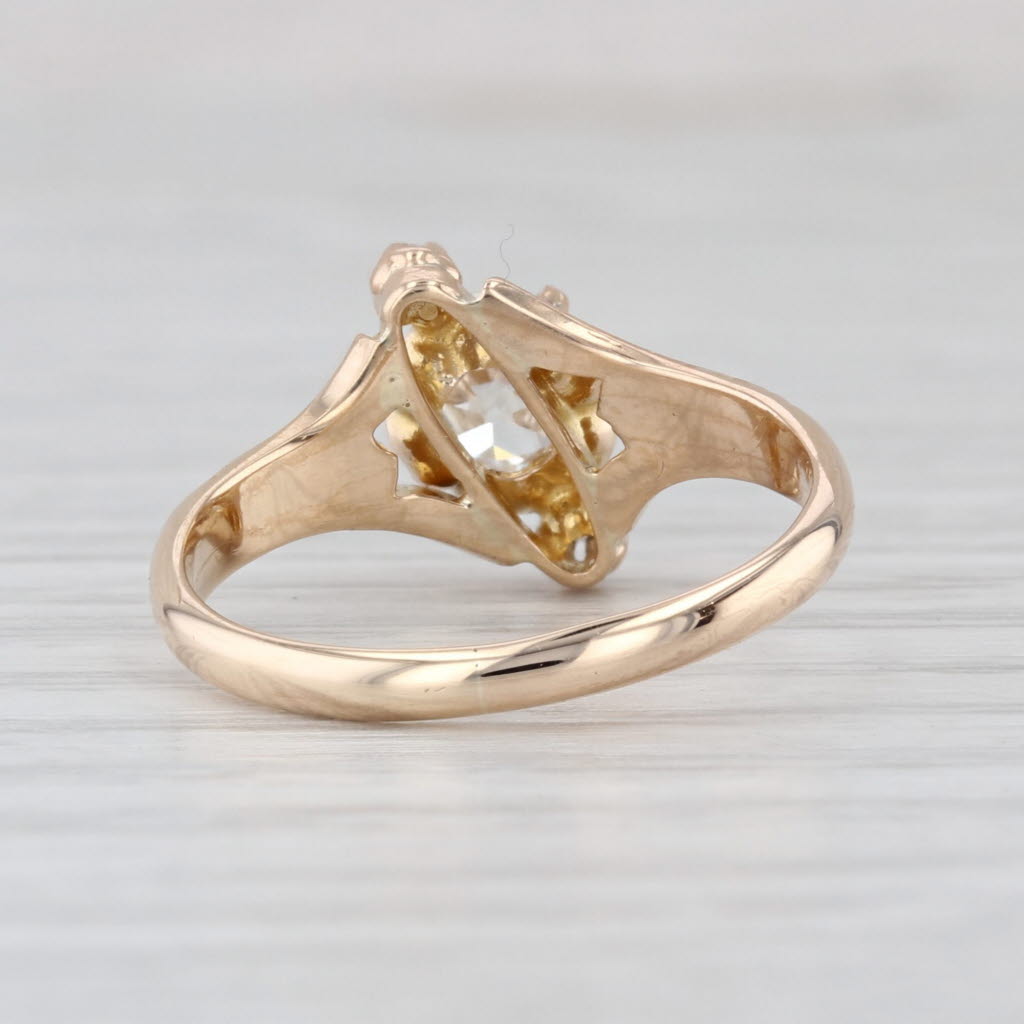 Antique Old European Cut Diamond Engagement Ring 10k Yellow Gold Size 6.75