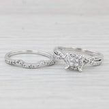 0.45ctw Diamond Engagement Ring Wedding Band Bridal Set 10k White Gold Size 7