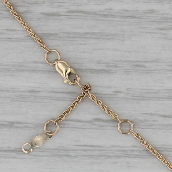 Stationary Teardrop 0.13ctw Diamond Bracelet 10k Yellow Gold Wheat Chain