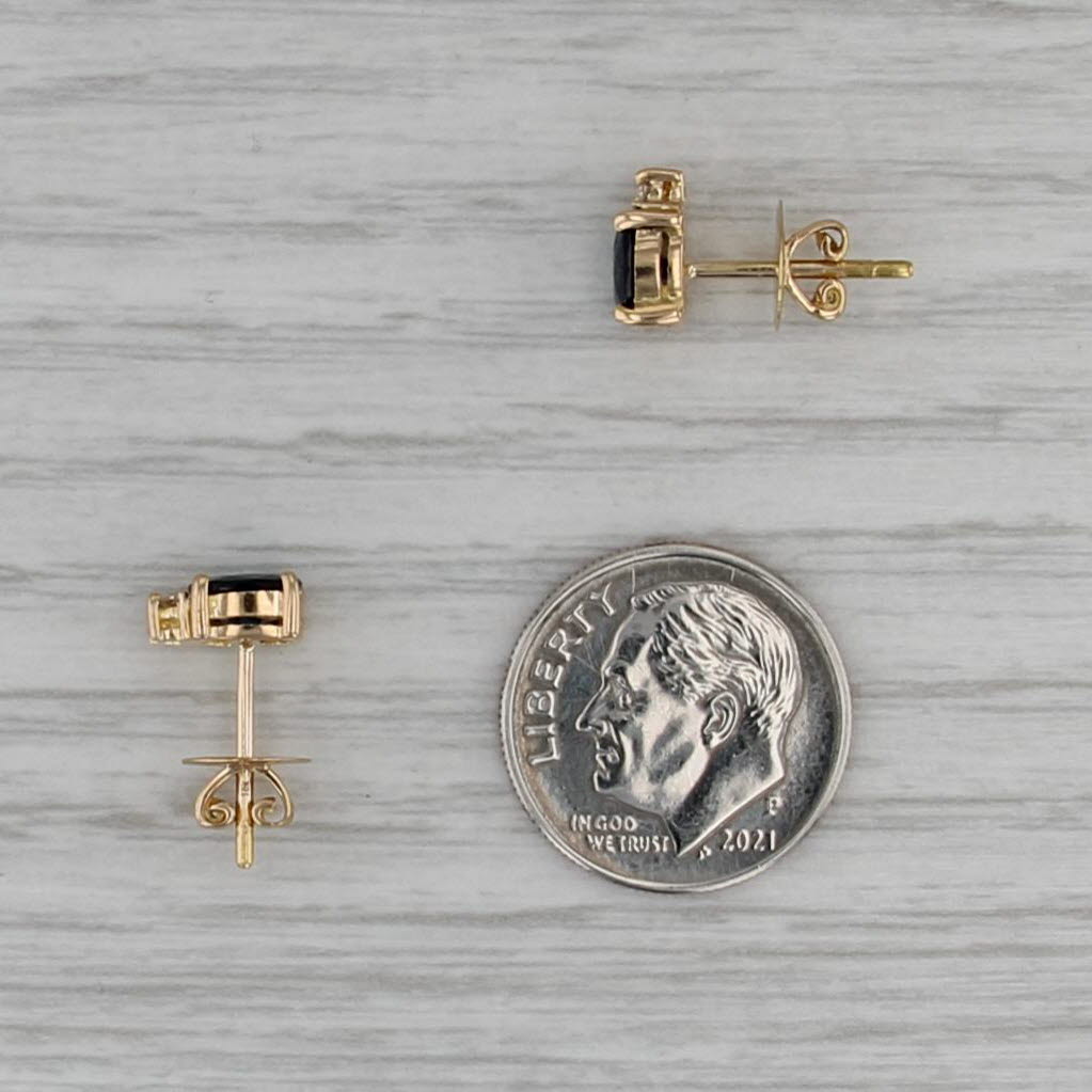 1.48ctw Blue Sapphire Diamond Stud Earrings 18k Yellow Gold Studs