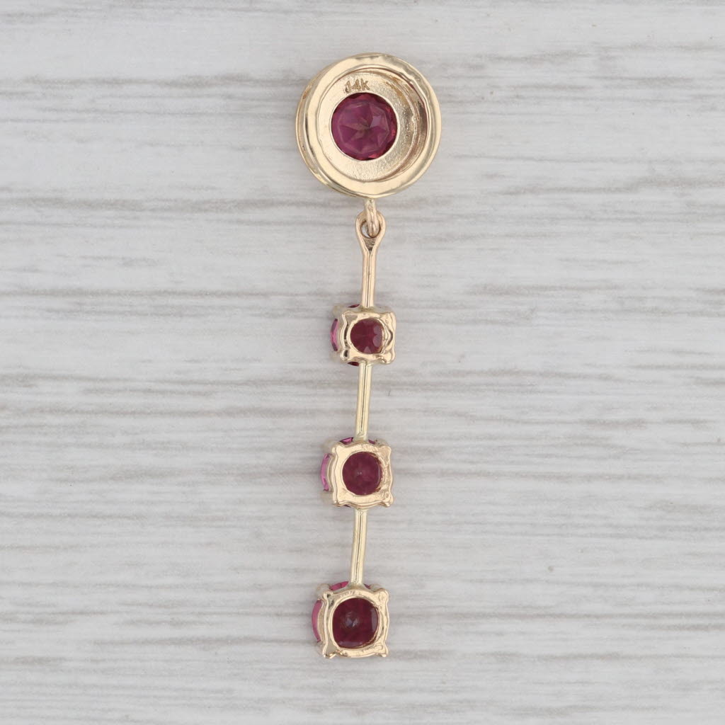 Gray 1.50ctw Pink Sapphire Journey Drop Pendant 14k Yellow Gold