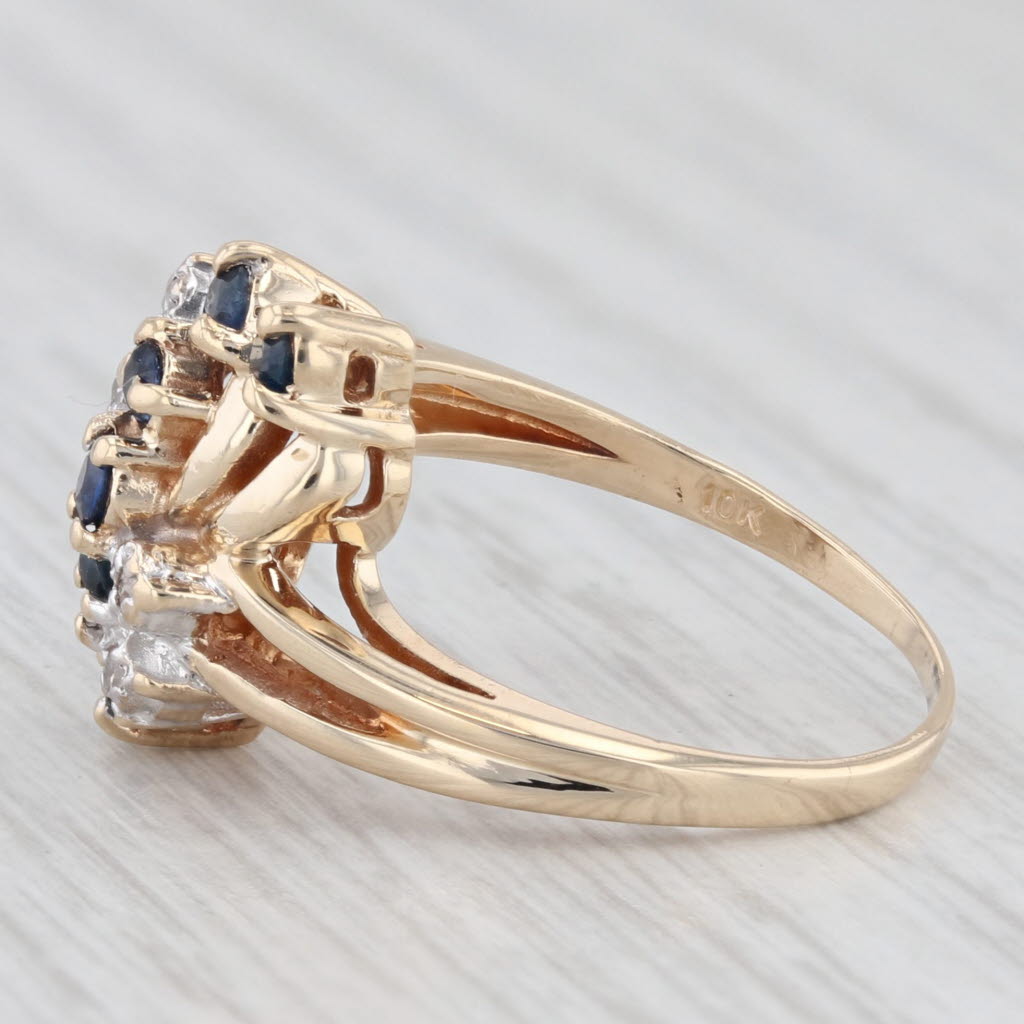 Light Gray 0.40ctw Blue Sapphire Diamond Cluster Ring 10k Yellow Gold Size 5.5