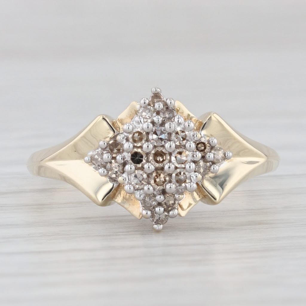 Light Gray 0.20ctw Diamond Cluster Ring 10k Yellow Gold Size 8.5 Engagement