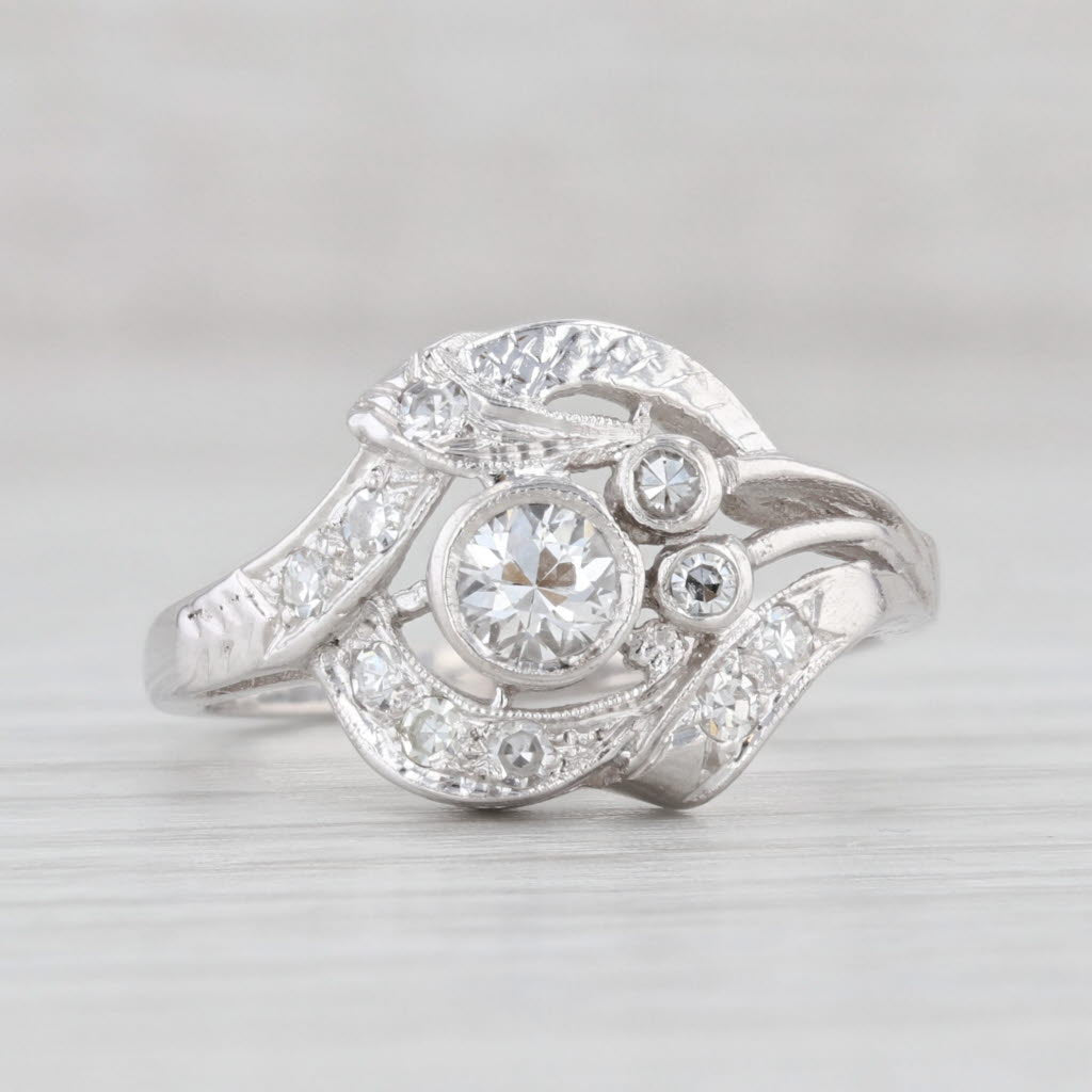 Light Gray Vintage 0.43ctw Diamond Ring White Gold Size 6.75