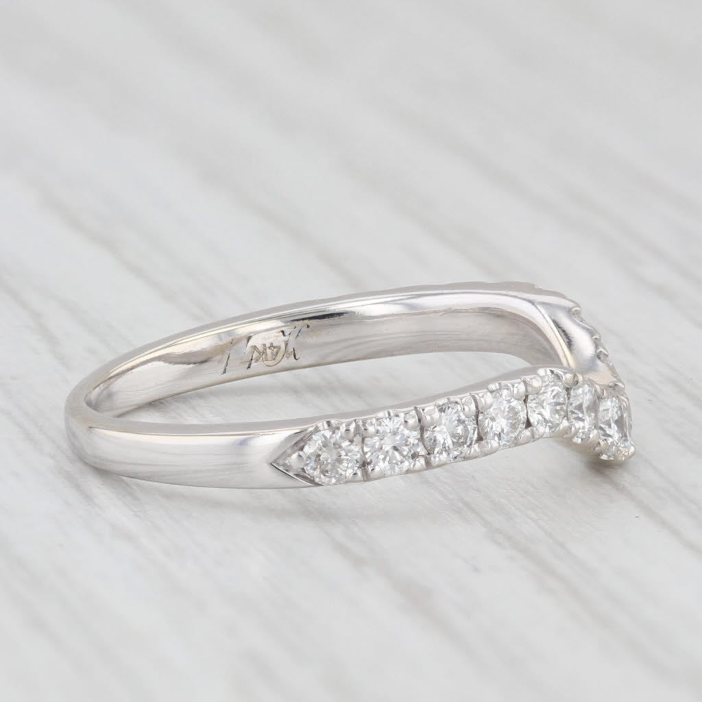 Light Gray 0.52ctw Diamond Contoured Wedding Band 14k White Gold Size 6.25 Stackable Guard