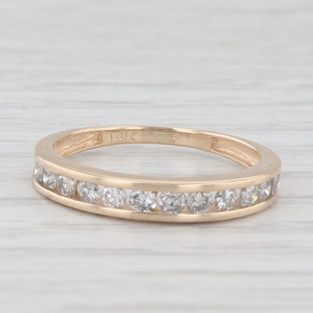 Light Gray 0.36ctw Diamond Wedding Band 14k Yellow Gold Size 6.75 Stackable Ring