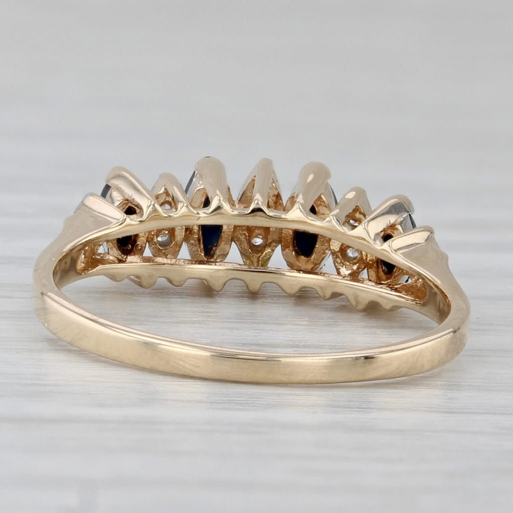 Gray 0.67ctw Blue Sapphire Diamond Ring 10k Yellow Gold Stackable Size 7.25