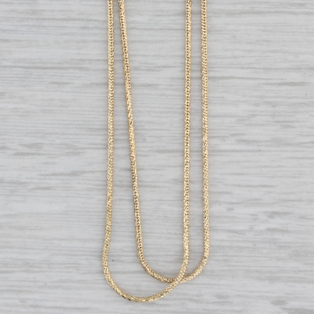 Gray Snake Chain Lariat Back Necklace 14k Yellow Gold Adjustable Length