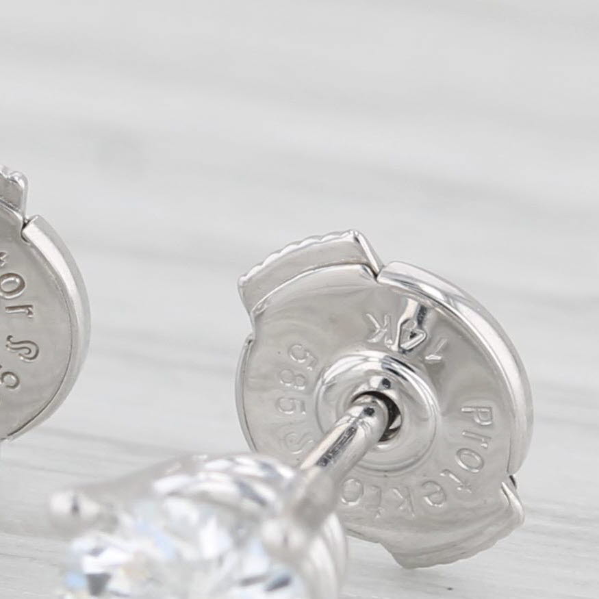 Light Gray New 1.06ctw Round Solitaire Stud Earrings 14k White Gold