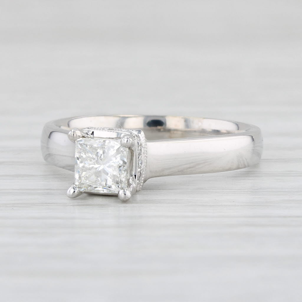 Light Gray 0.77ctw Princess Diamond Engagement Ring 14k White Gold Size 6.75