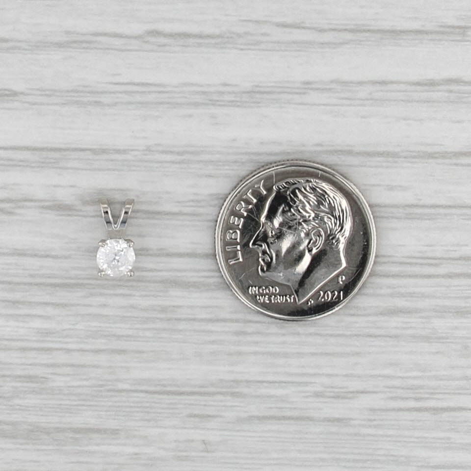 New 0.30ct Diamond Solitaire Pendant 14k White Gold 4 Prong Small Round Drop
