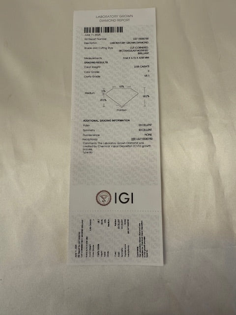 2.87ctw Lab Grown Diamond Engagement Ring 14k Rose Gold Size 3.75 IGI