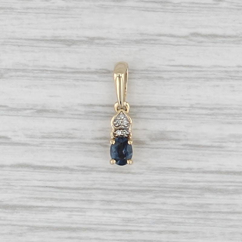 0.34ct Blue Color Change Garnet Diamond Heart Drop Pendant 10k Yellow Gold